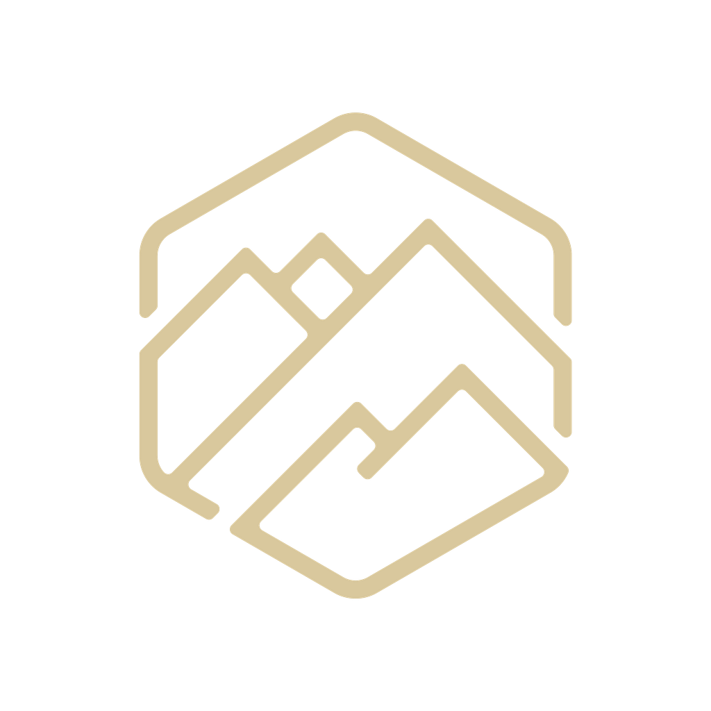 Icône beige du logo Potentiel Montagne sur fond transparent
