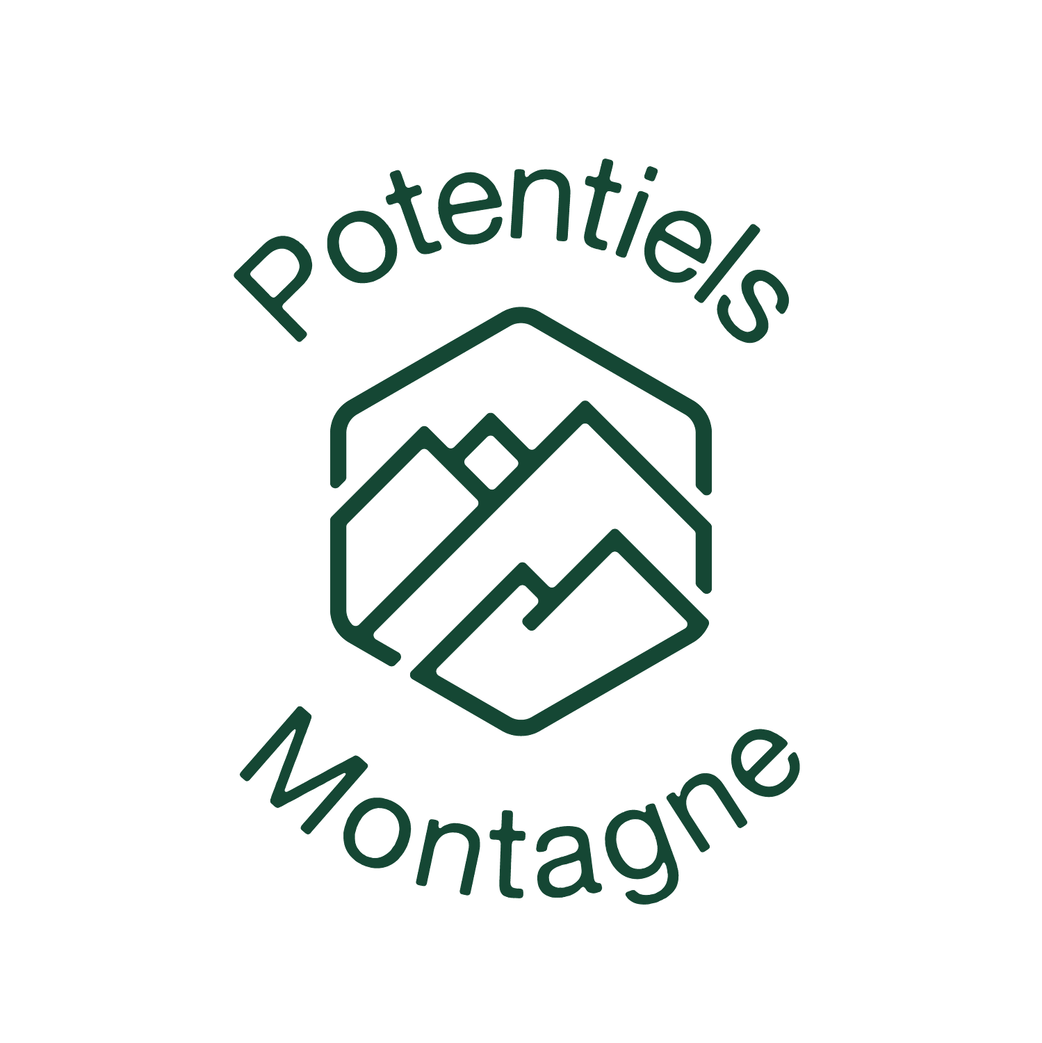 Logo Potentiels Montagne vert foncé sur fond transparent